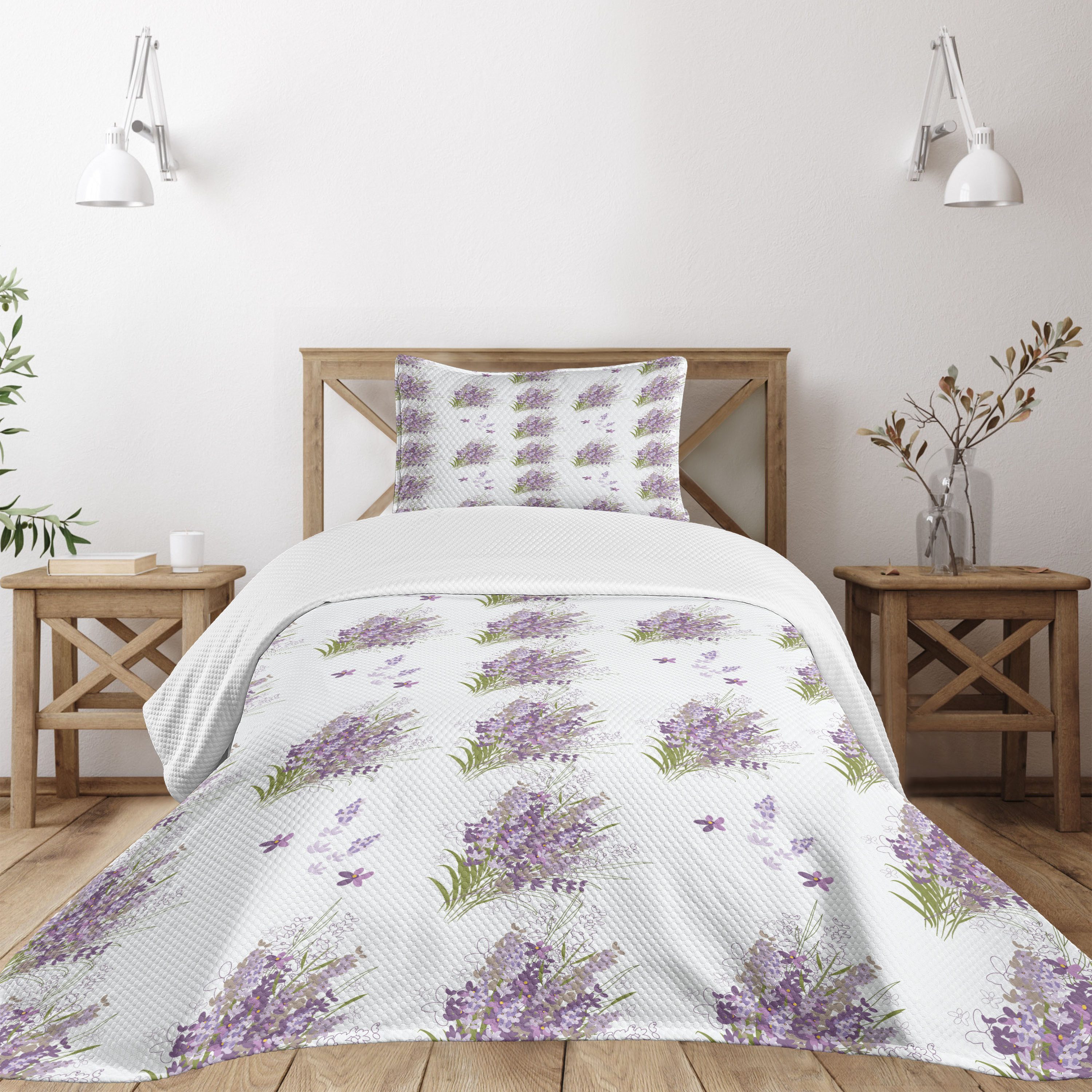 Abakuhaus Tagesdecke Set mit Kissenbezügen Waschbar, Violett Lavendel-Flied günstig online kaufen