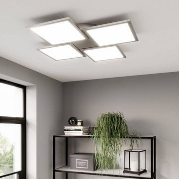 Lucande LED Deckenleuchte Ilira, dimmbar, LED-Leuchtmittel fest verbaut, Farbwechsel warmweiß / tageslicht, Modern, Kunststoff, Aluminium, weiß, silber, 1 flammig, inkl.