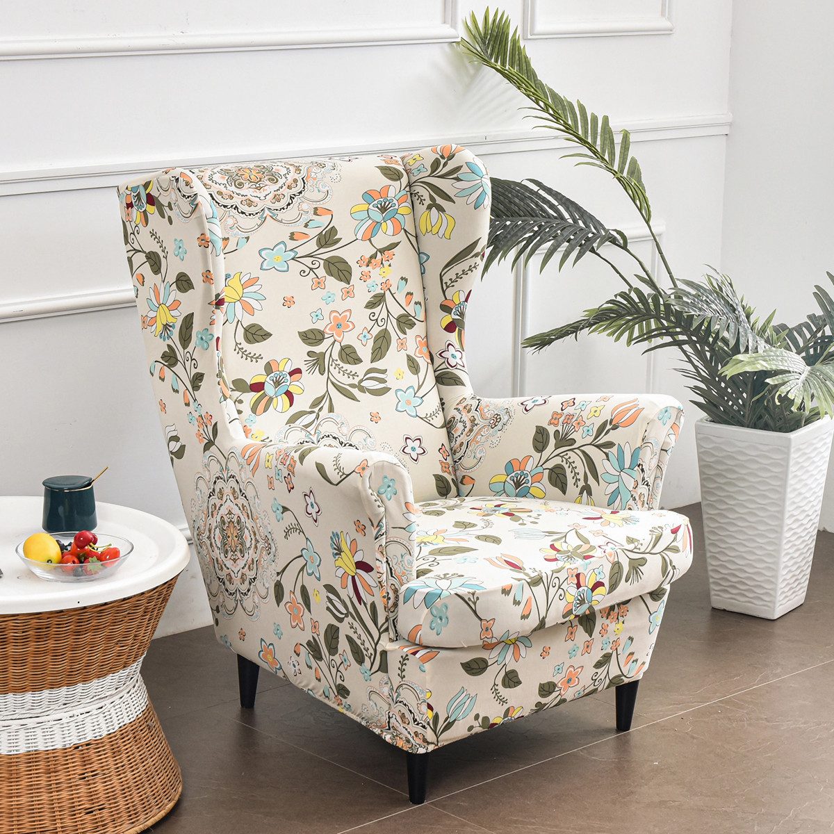 Zyronn Sesselhusse 2-Teilig Ohrensessel Überzug, Sessel-Überwürfe Ohrensessel, Elastisch, Sofa Armlehnenbezüge Schonbezug Hussen für Lesesessel Relaxsessel – Bild 3 von 5