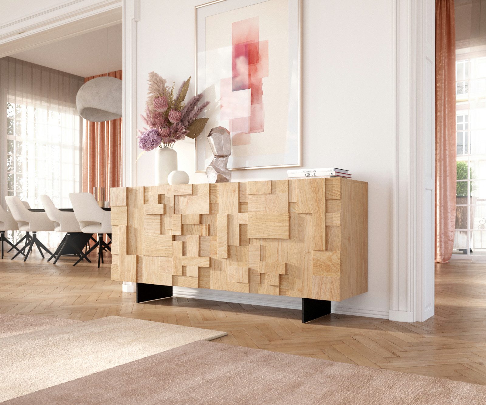 DELIFE Sideboard Puzzle, Eiche Natur 175 günstig online kaufen