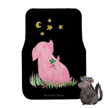 Fußmatte Schwein Glück - Schwarz - Geschenk, Träume, Autofußmatten, Glücksschw, Mr. & Mrs. Panda, Höhe: 0.5 mm