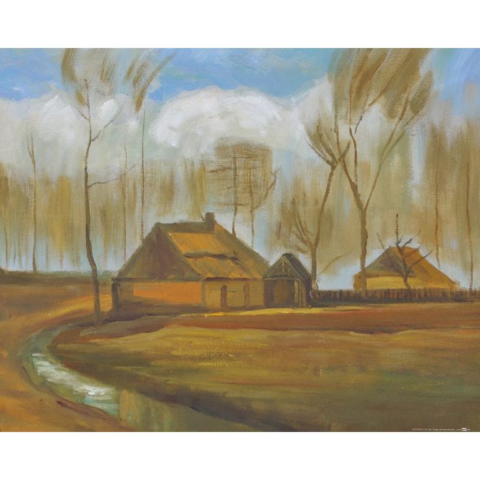 1art1 Kunstdruck Vincent Van Gogh - Bauernhäuser Zwischen Bäumen 1883
