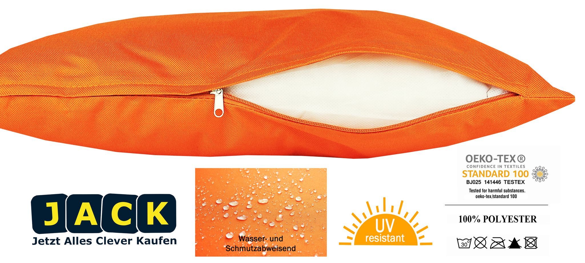 JACK Dekokissen JACK Outdoor Lounge Kissen 30x50cm Dekokissen inkl. Füllung Wasserfest, mit Lotus-Effekt, Robust, Strapazierfähig, für Innen & Außen