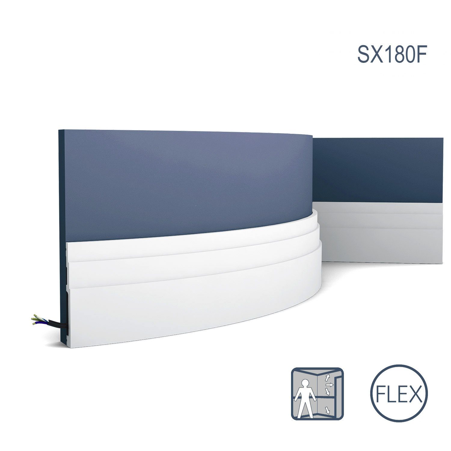 Orac Decor Flexprofil SX180F (Profilleiste, 1-St., Flexible Sockelleiste, Stuckleiste, Zierleiste, 2 m), weiß, vorgrundiert