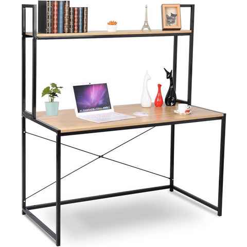 Woltu Computertisch (1-St), Schreibtisch mit 2 Ablage, aus Holz und Stahl