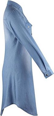 ZWY Jeanskleid Damen-Jeanshemdkleid, langärmelig, Distressed-Jeanskleid, (1-tlg) Knopfleiste, lässiges Tunika-Oberteil