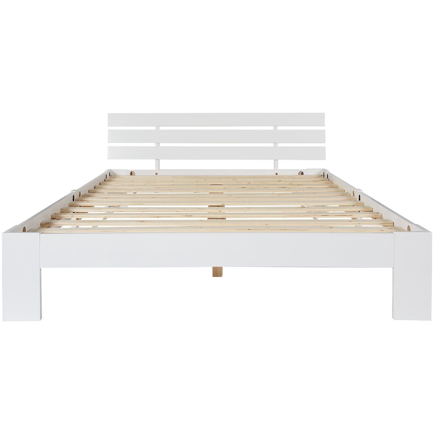 Massivholzbett (1-tlg., Maasivholzbett), Doppelbett mit Kopfteil und Lattenrost, 200 x 140 cm Futonbett