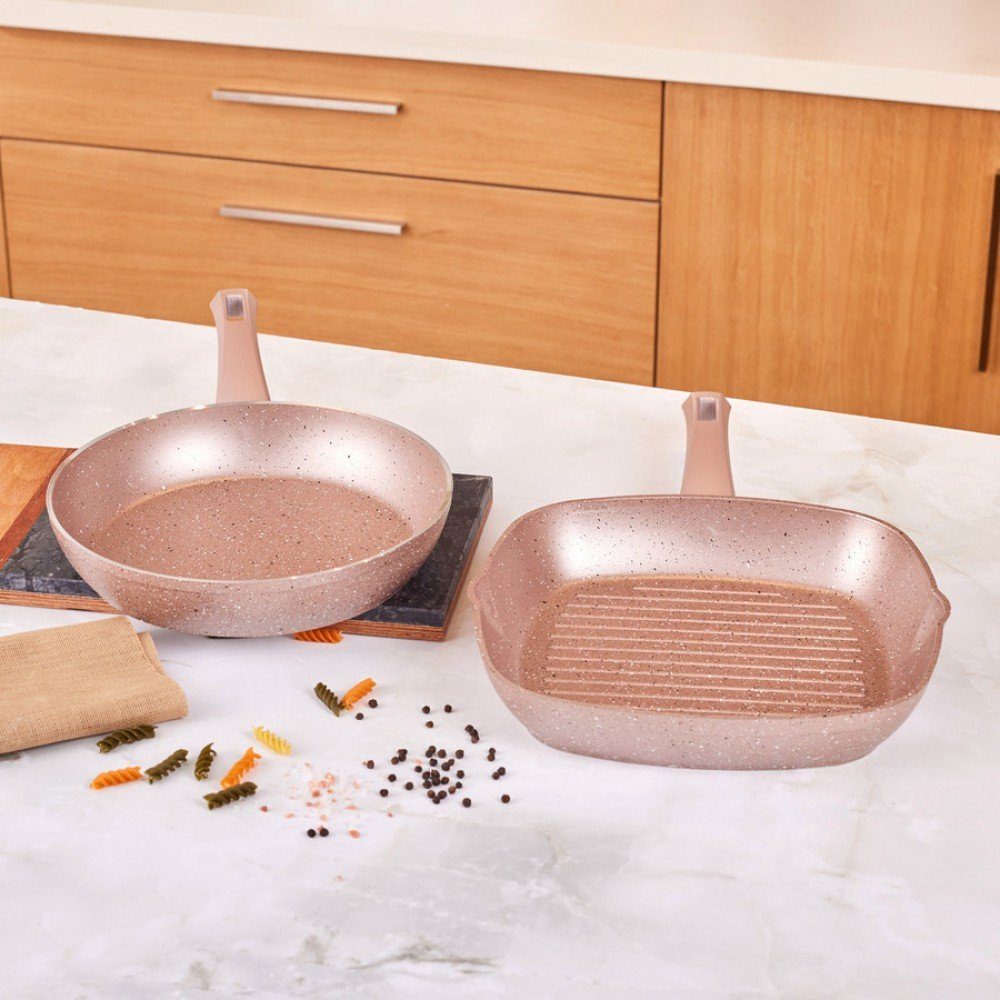 Karaca Bratpfanne Karaca Biogranit Rosegold Set Padella + Grill