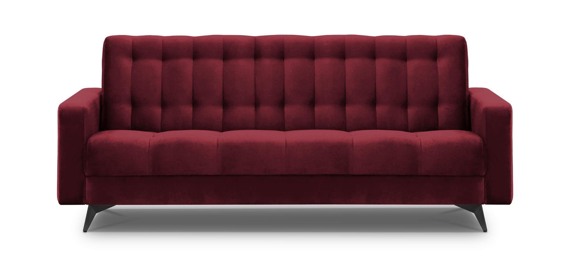 Wohnzimmer, GRETA Kastanienrot Beautysofa BIS, Schlafsofa Bettkasten, für Velour, Sofa Schlaffunktion, Couch Polstersofa