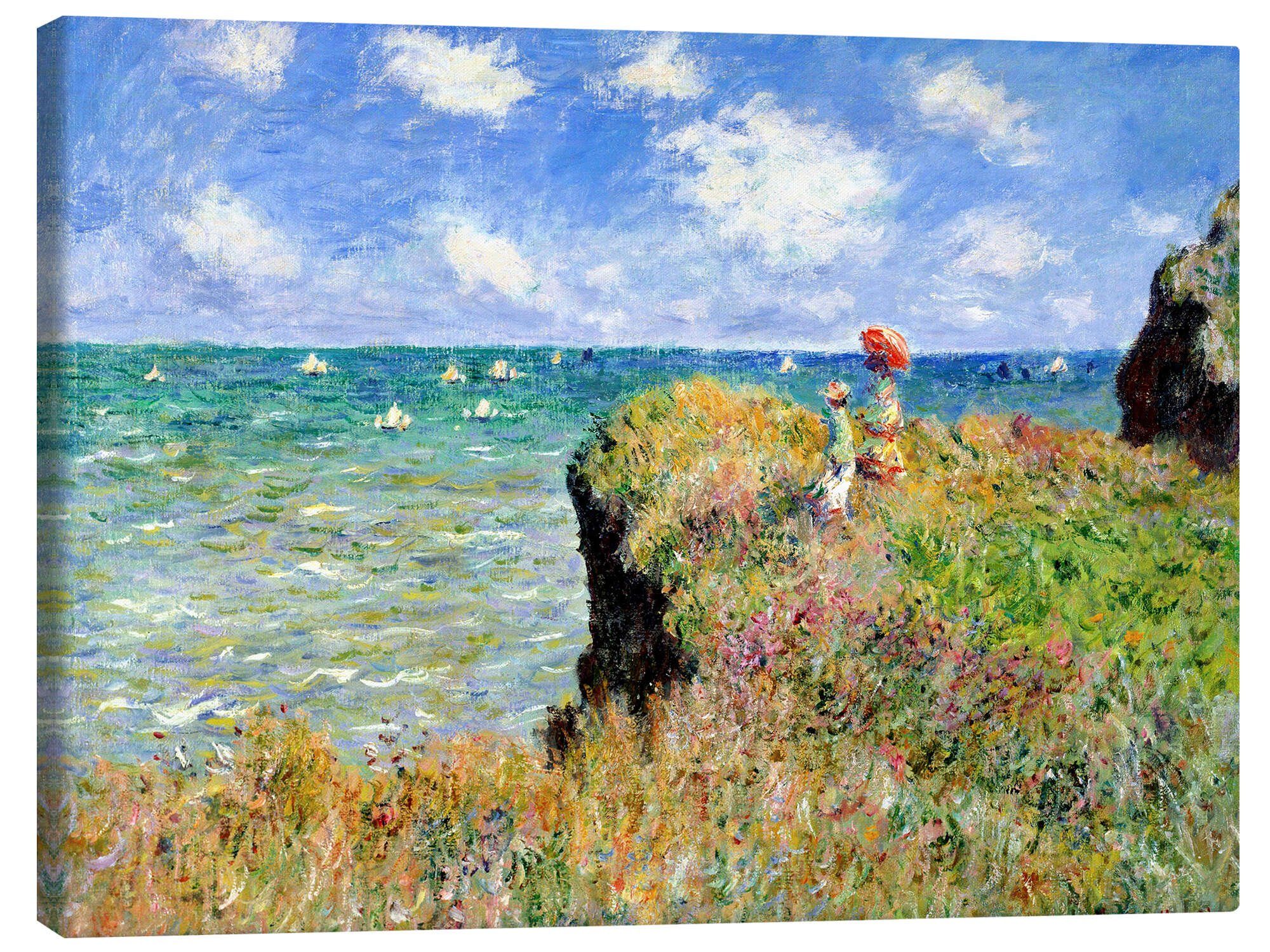 Posterlounge Leinwandbild Claude Monet, Klippenweg bei Pourville, Wohnzimmer Malerei