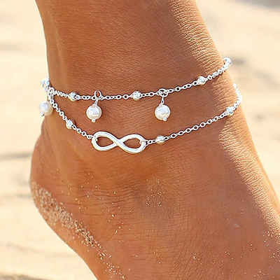 Alster Herz Fußkette mit Anhänger Hübsches trendiges Damen Fusskettchen, Infinityanhänger, J0449 (1-teilig, 1-tlg), Ideal für den Sommer und Urlaub am Strand