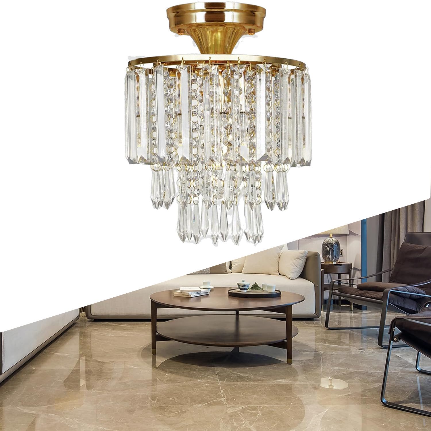 BlingBin Kronleuchter Modern Kronleuchter Deckenleuchte Gold,Kleine günstig online kaufen