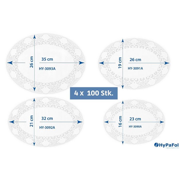 Hypafol Tortenwerkzeug Spitzendeckchen für Kuchen Torte Snacks (SET Rund Oval oder Gemischt! 400-600 Stück)