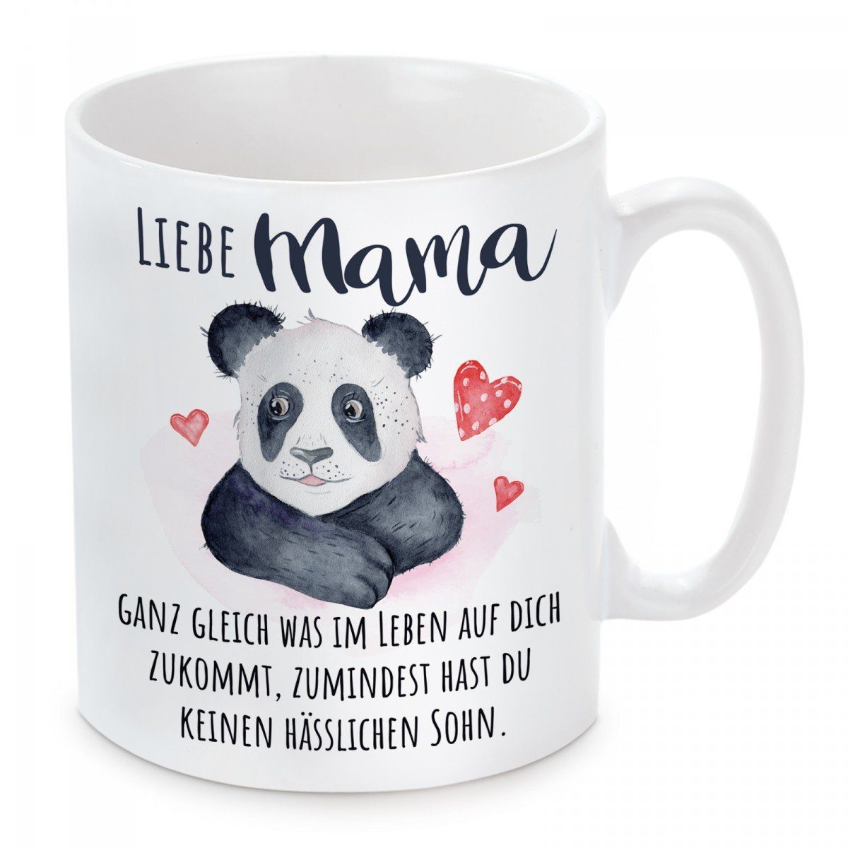 Herzbotschaft Tasse Kaffeebecher mit Motiv Liebe Mama, ganz gleich was Sohn, Keramik, Kaffeetasse spülmaschinenfest und mikrowellengeeignet