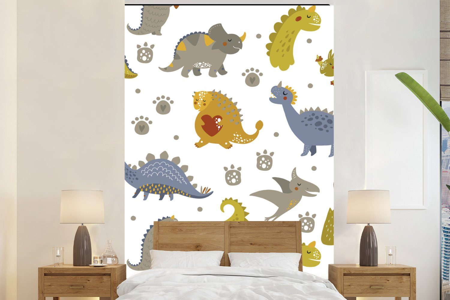 - - - Vinyl - Wandtapete Montagefertig - Mädchen Kinder, bedruckt, Jungen St), Design (3 Kinder für MuchoWow Dinosaurier Matt, Tapete Wohnzimmer, Fototapete