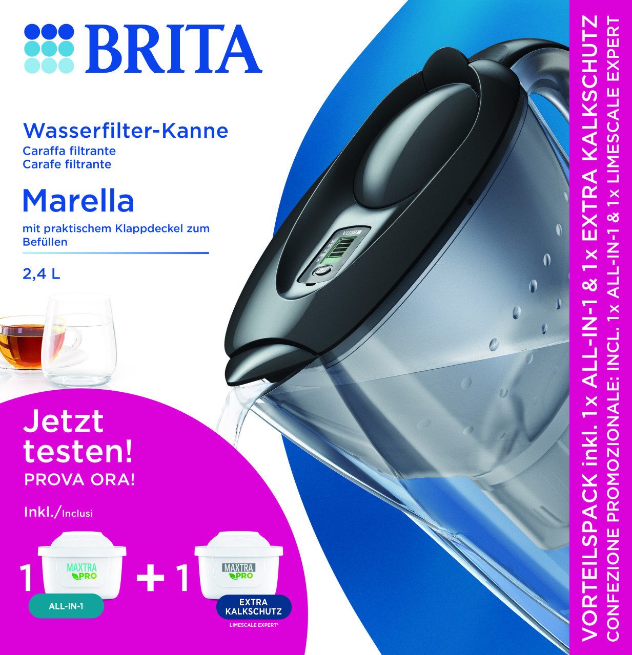 BRITA Wasserfilter Brita Wasserfilter Kanne Marella graphit 2,4 l