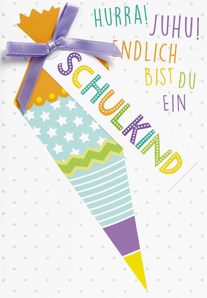 Perleberg Grußkarten Schulanfang – Einschulung - Glückwunschkarte im Format 11,5x17cm