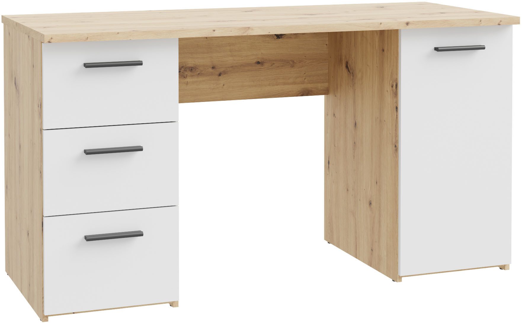 FORTE Schreibtisch Neuss, mit 3 Schubladen & 1 Tür, funktional, Breite 138 cm