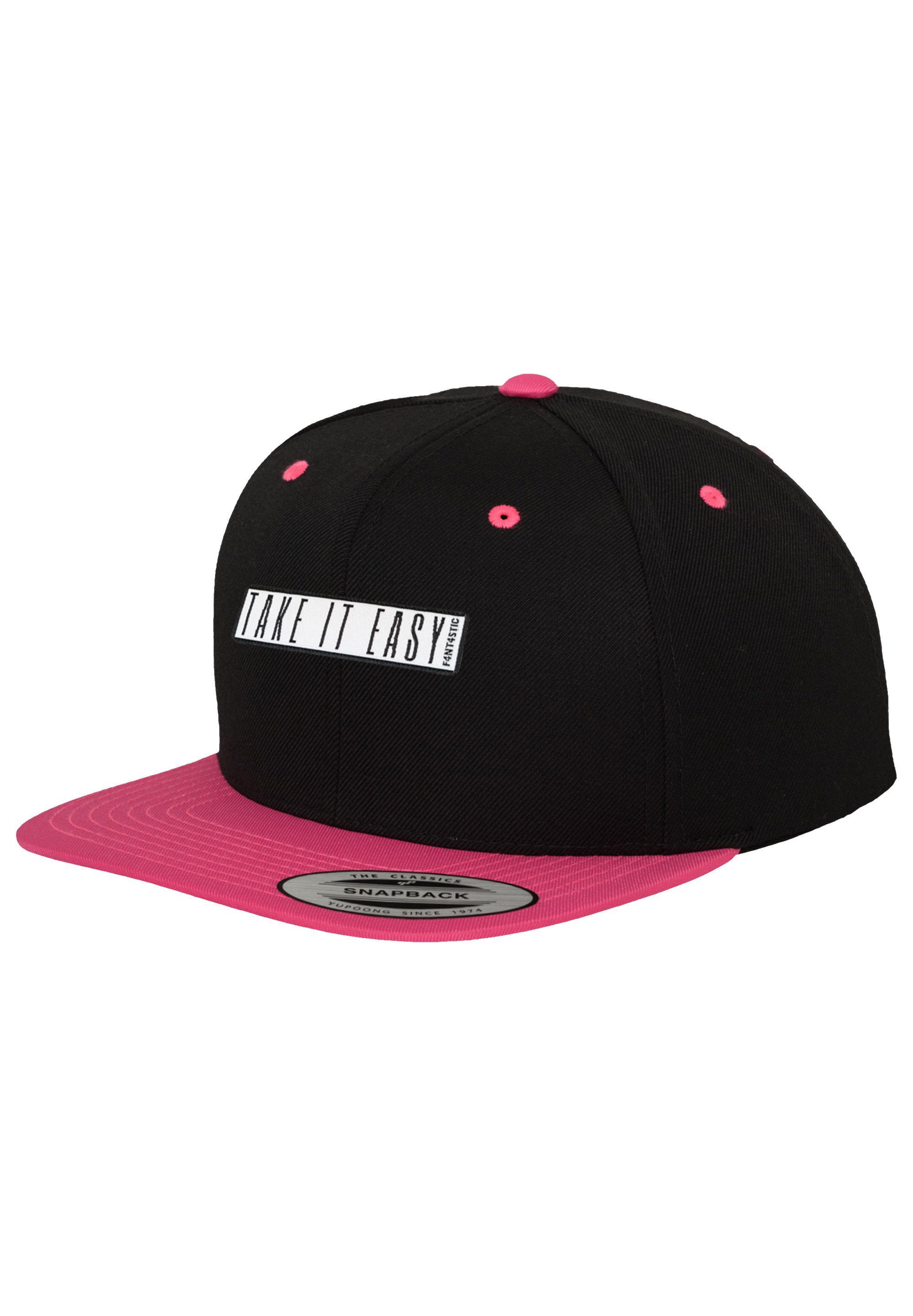 F4NT4STIC Snapback Cap Take Easy It Pink Snapback Neon Black 2-Tone