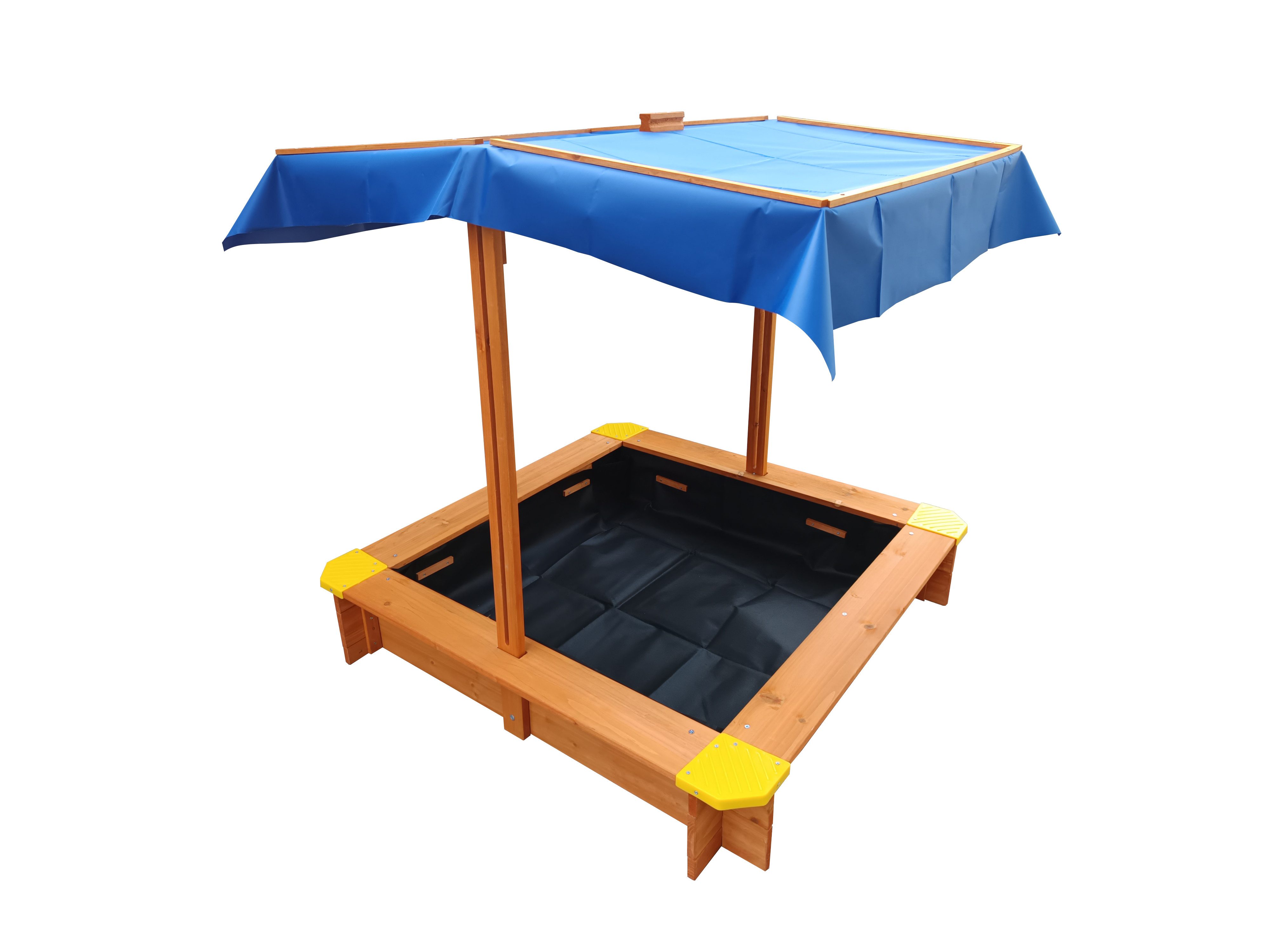 BruKa Sandkasten SANDI XXL mit Deckel und Sitzbänken Holzsandkasten Holz Sand Kasten