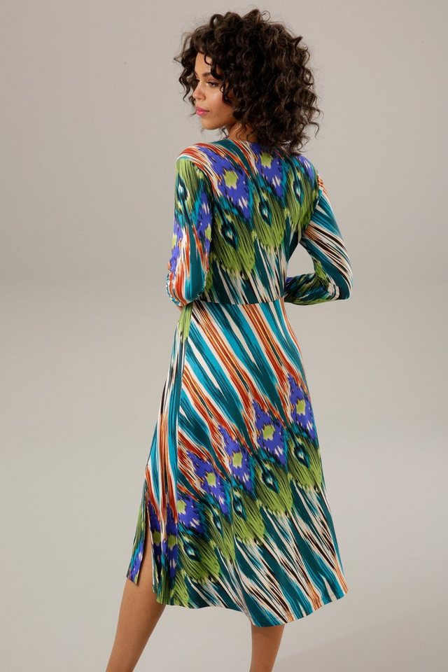 Aniston CASUAL Jerseykleid mit farbenfrohem Ethno-Druck - jedes Teil ein  Unikat