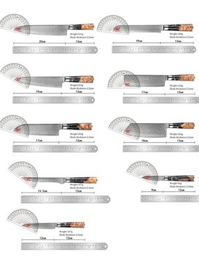 Muxel Allzweckmesser Damast Küchenmesser Set 9-tlg Extrem scharfe extrem schöne Kochmesser, Jedes Messer ist ein Unikat