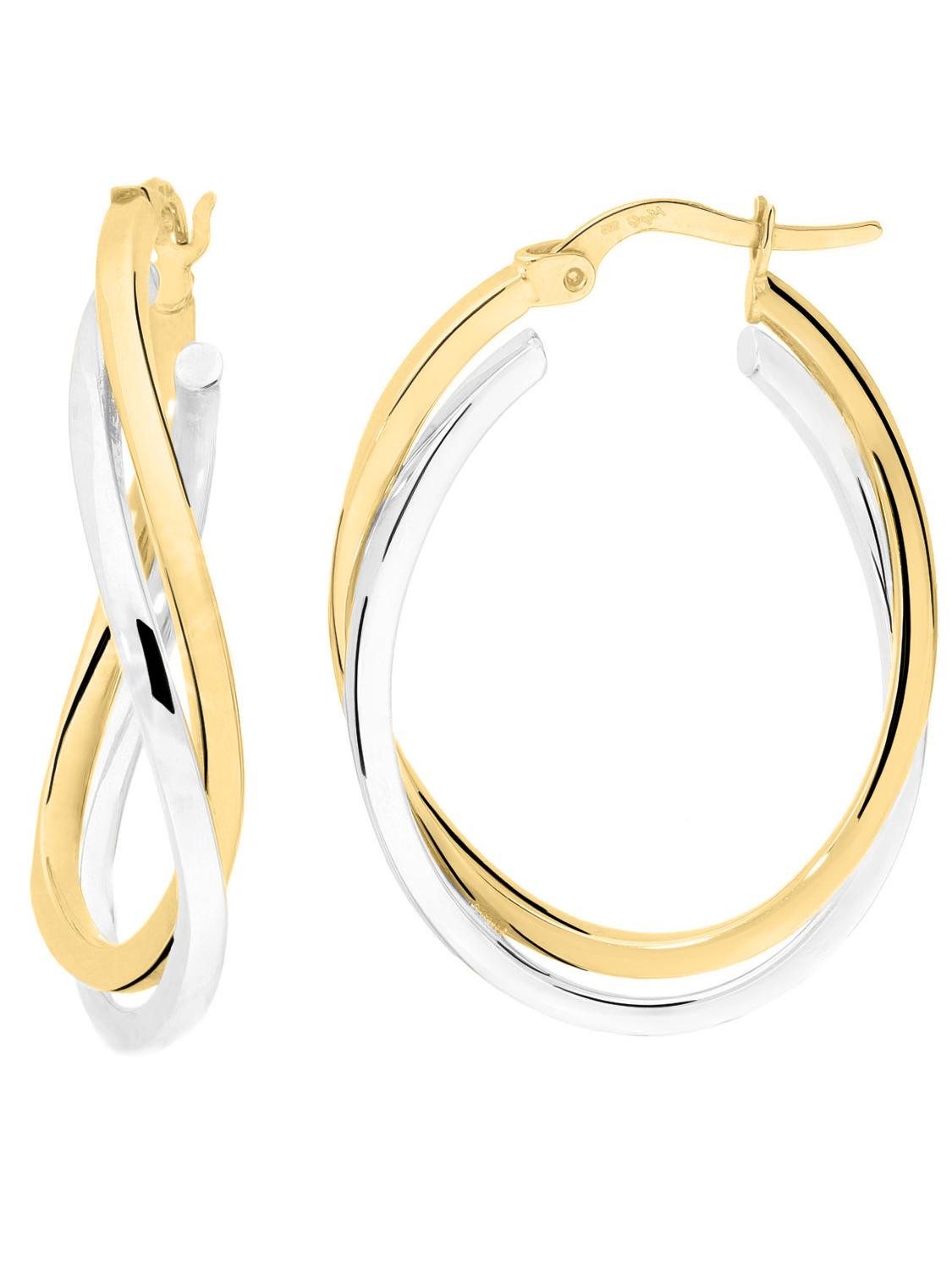 My Gold Paar Creolen Damen Ohrringe Gelbgold & Weißgold 585 - Ø 30 mm Oval - Isabella (Set, 2-tlg., inkl. Schmuckbox), Geschenke