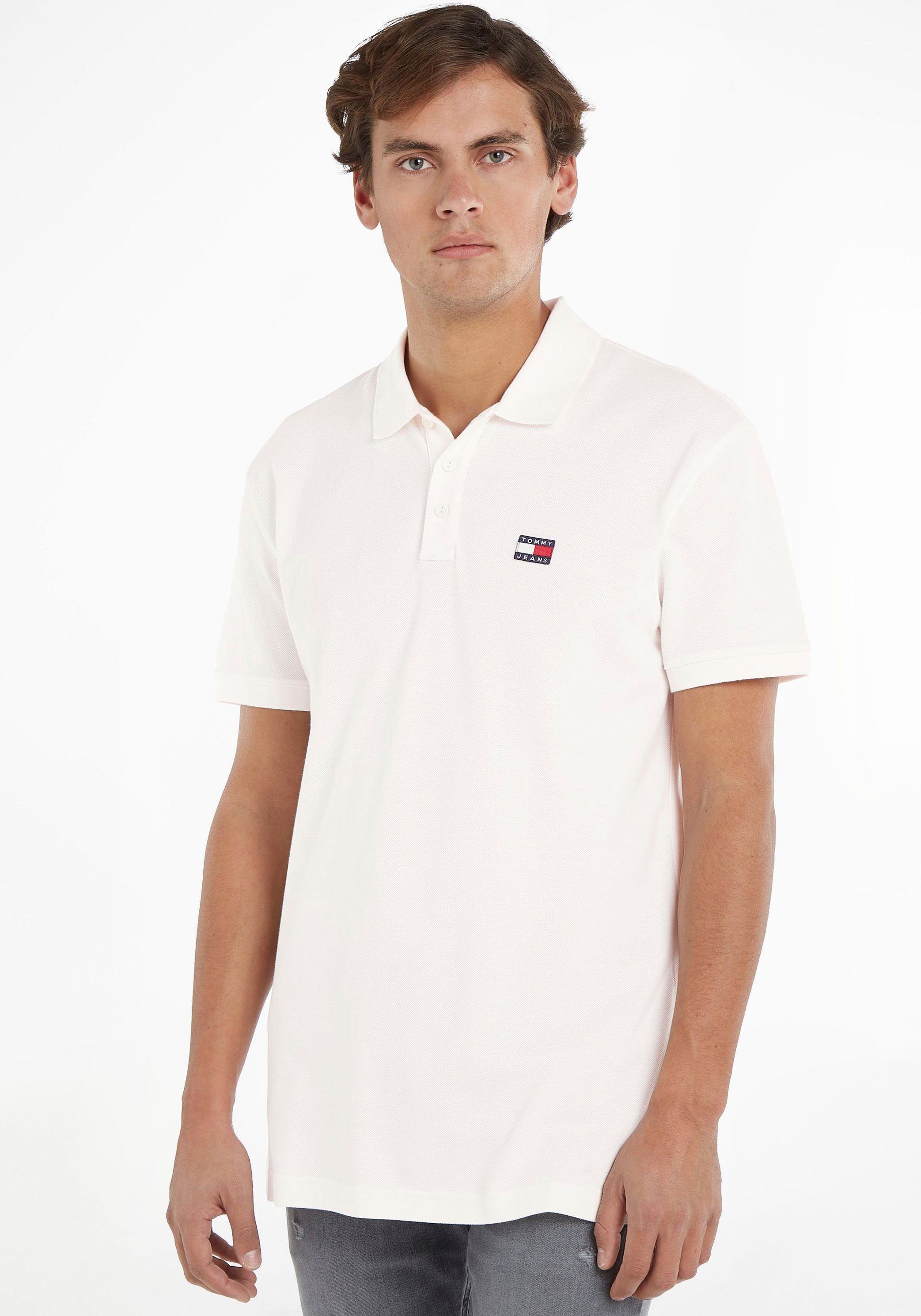 Tommy Jeans Poloshirt TJM CLSC XS BADGE POLO mit 3-Knopf-Form Ancient White