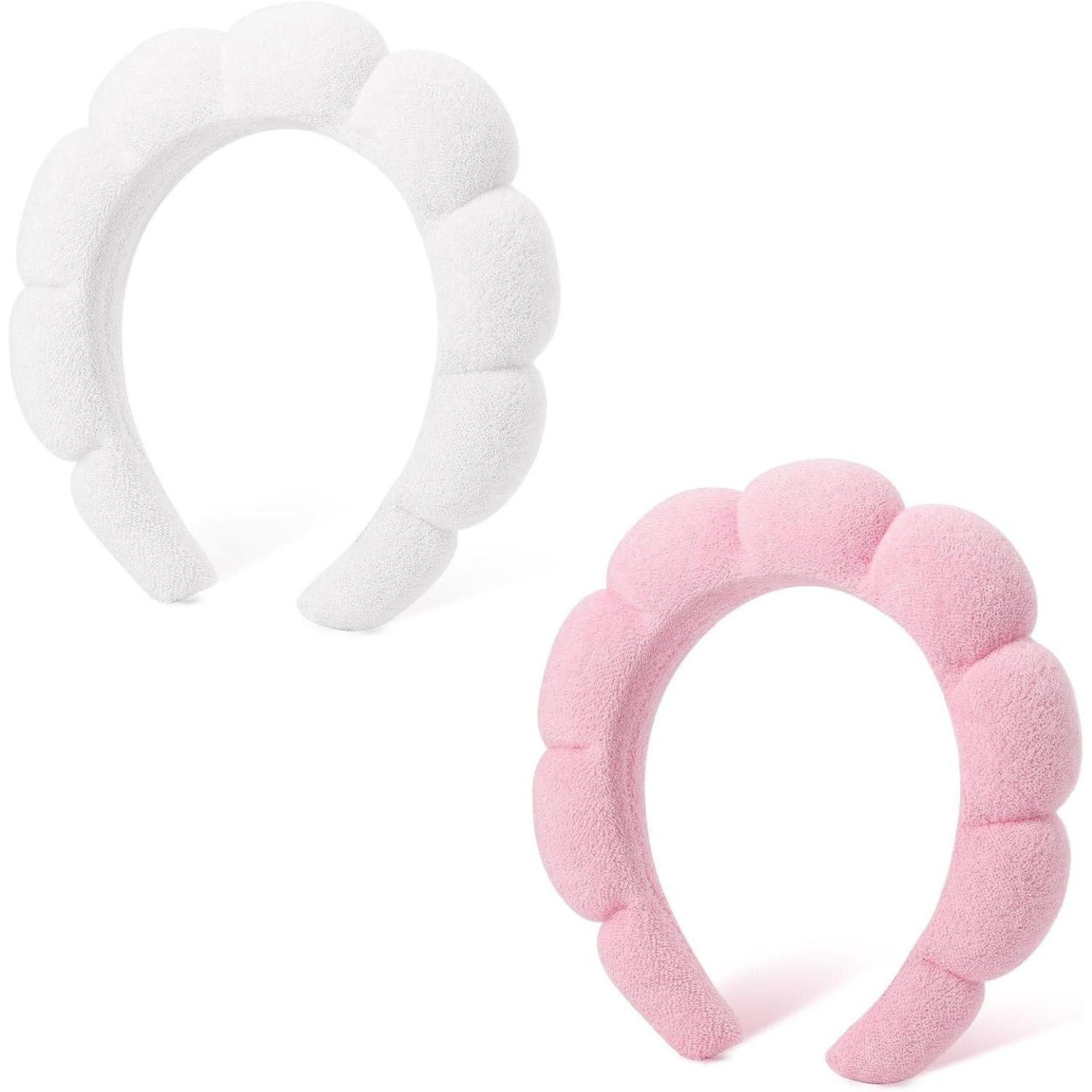 Haarband Spa-Stirnband Damen Schwamm Wolken Frottee Makeup Hautpflege 2 Pcs