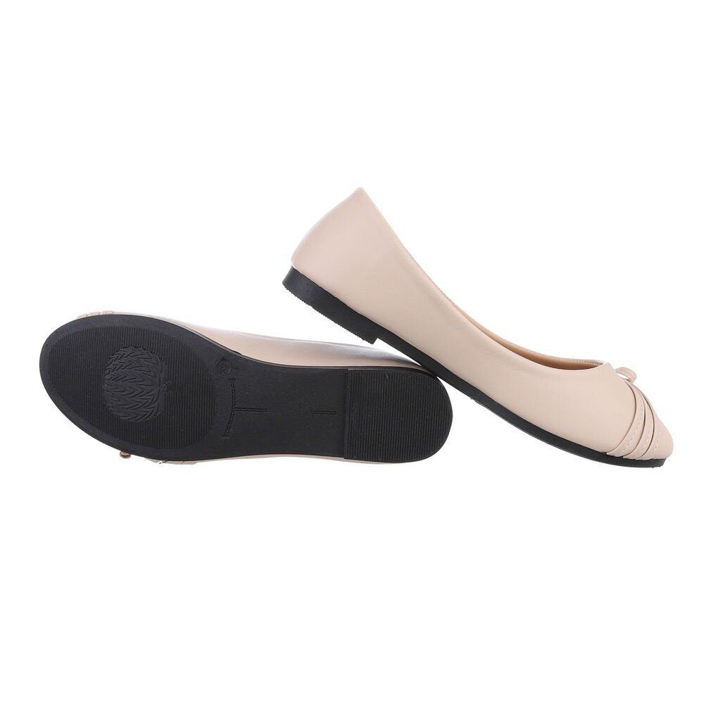 Ital-Design Damen Freizeit Ballerina (85894128) Blockabsatz Klassische Ballerinas in Beige