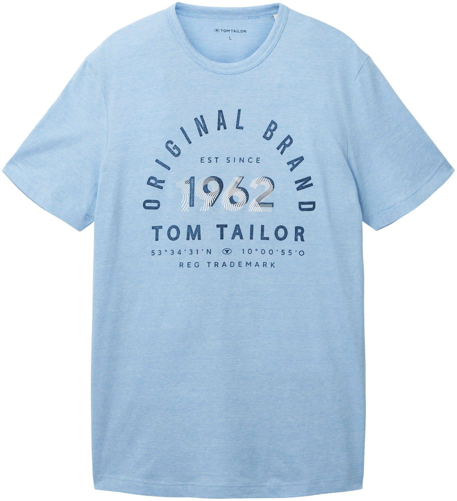 blue mit thin TOM T-Shirt Rundhalsausschnitt TAILOR stripe