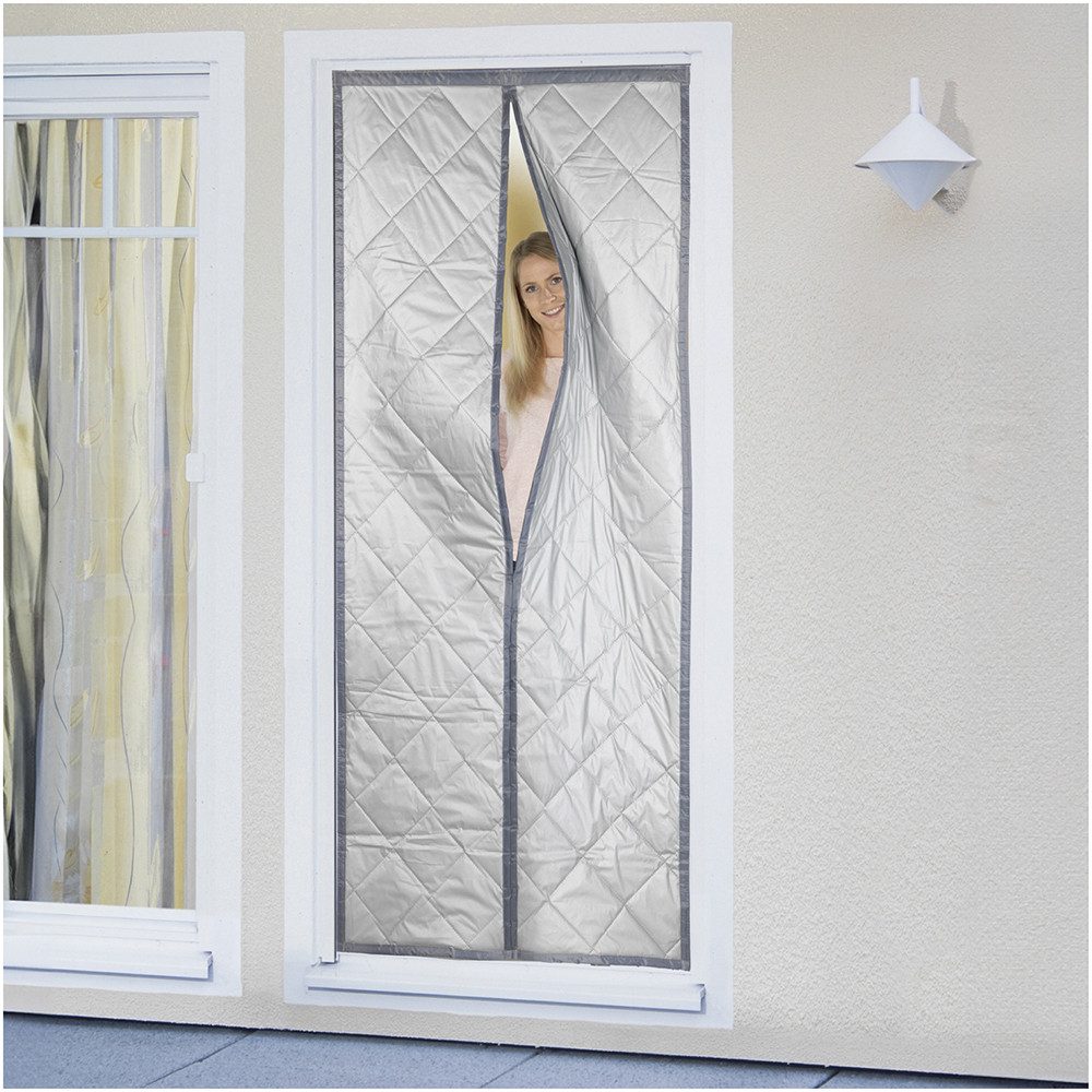 Maximex Türvorhang Wärmeschutz 2in1 (1 St), Klettband, verdunkelnd, Polyester, 90x200 cm, Thermo-Vorhang, reflektierende Außenseite, blickdicht – Bild 4 von 5