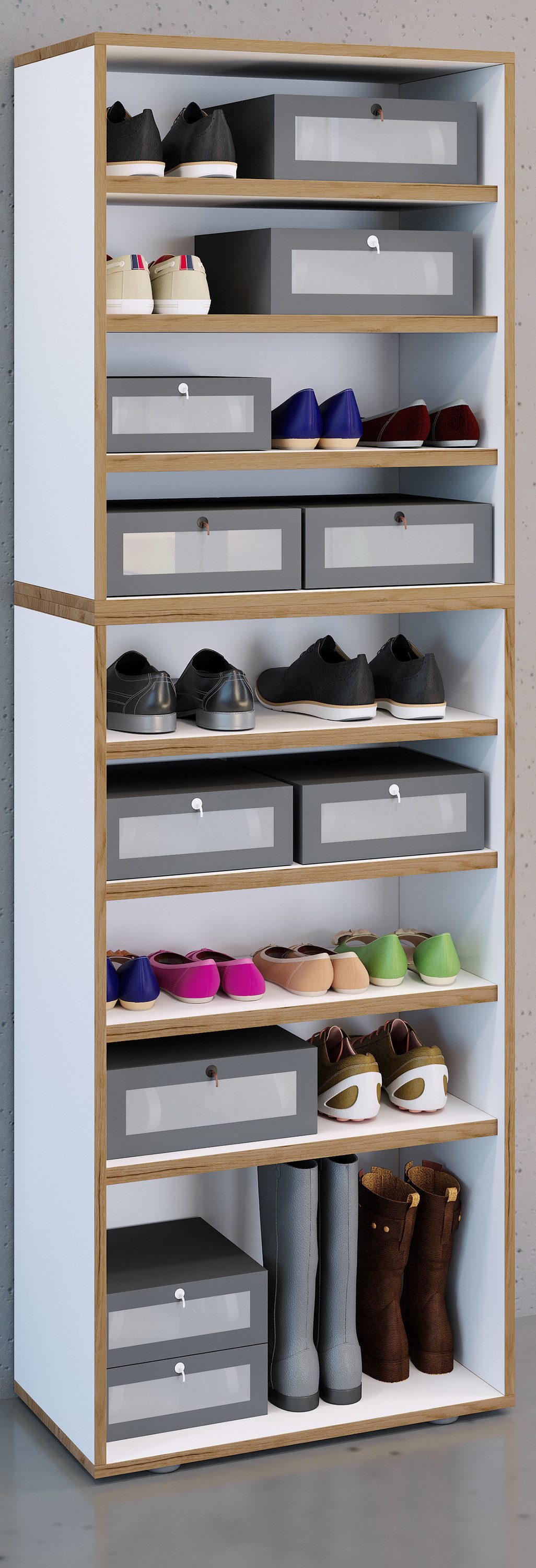 VCM Schuhregal Schuhschrank Salia H. 183 x B. 60 x T. 33 cm