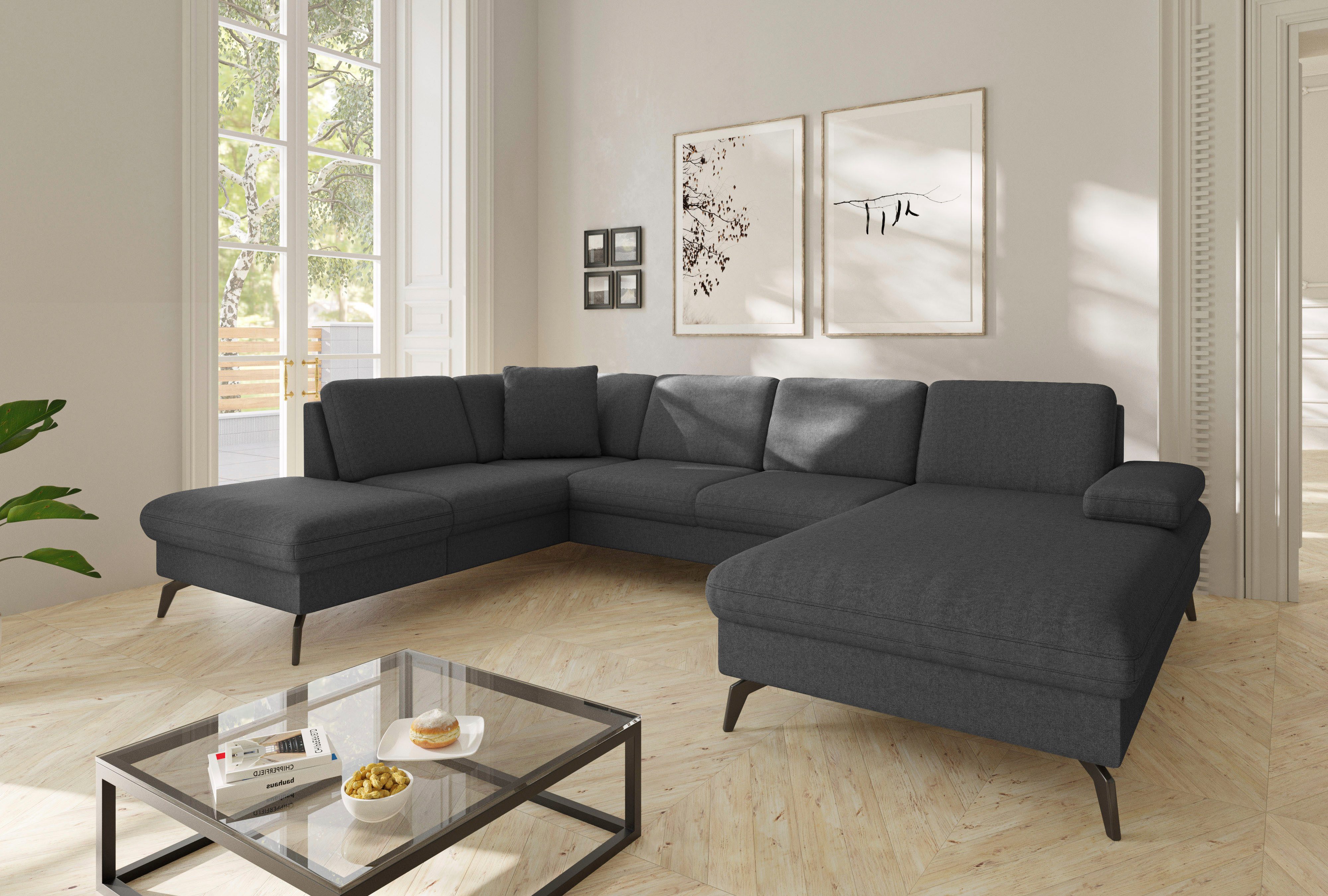 sit&more Wohnlandschaft Morris Jubi U-Form, B: 300 cm, mit Armteilfunktion & 1 Zierkissen, optional Schlaffunktion