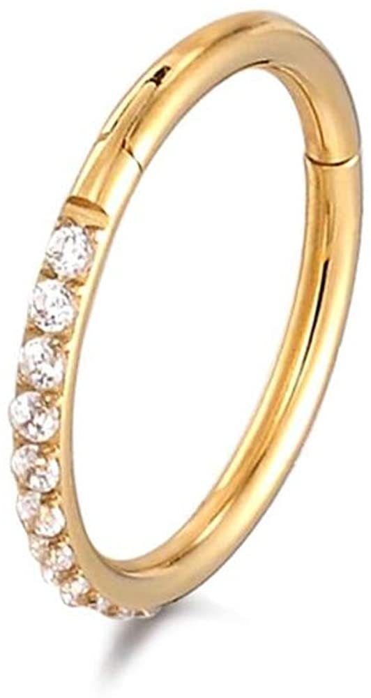 Karisma Piercing-Set Karisma Titan Gold G23 Hinged Segmentring Charnier/Conch Clicker Ring, Piercing Ohrring Zirkonia Stärke 1,2mm - 6mm