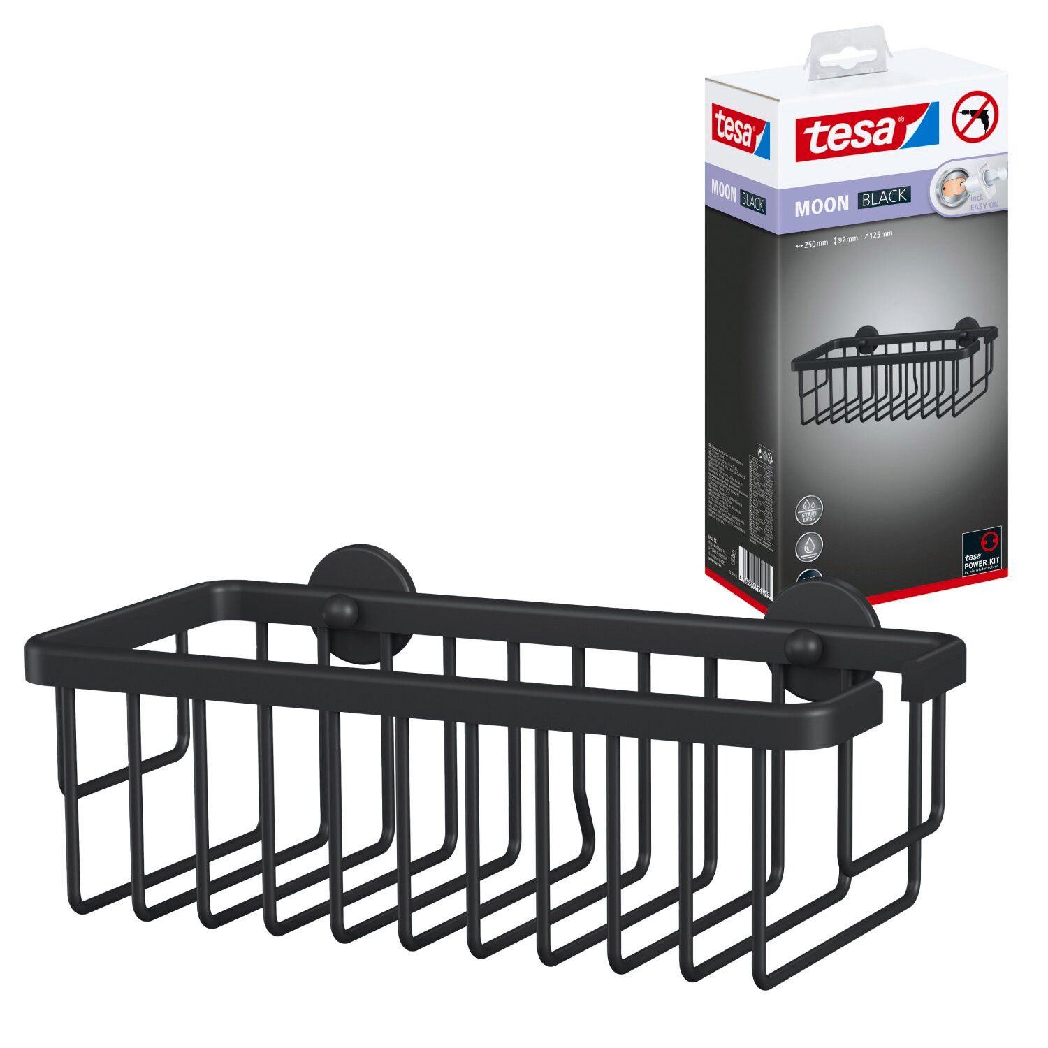tesa Duschablage MOON Duschkorb ohne Bohren - 9,2 x 25 x 12,5 cm, Packung 1 günstig online kaufen
