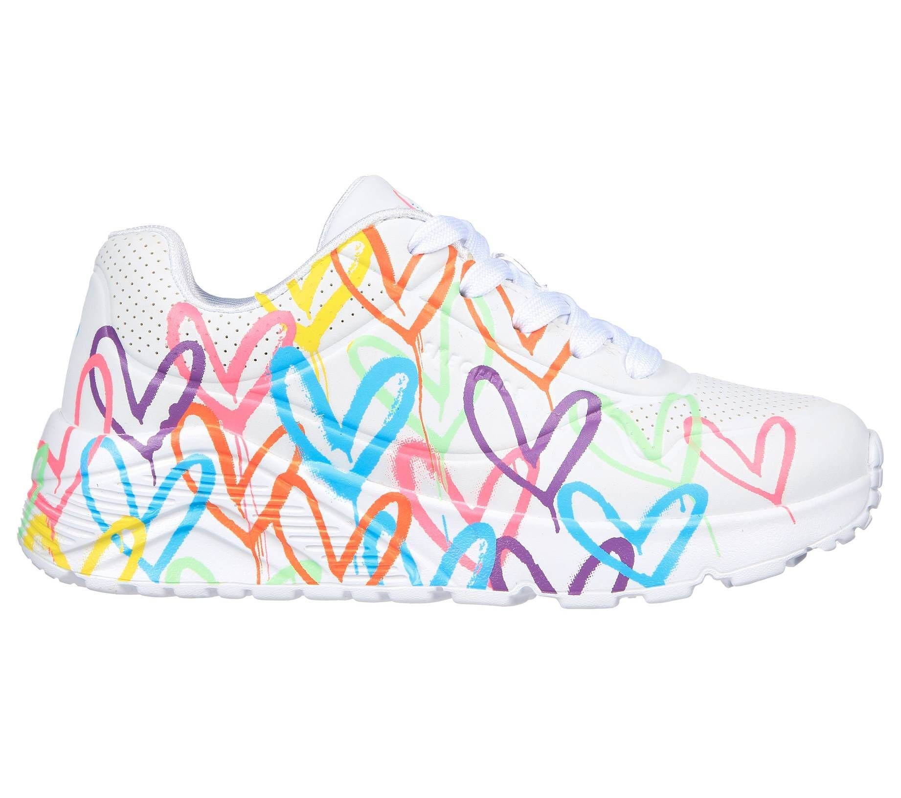 Skechers Mädchen Sneaker WMN Sneaker GOLDCROWN Weiß HEARTS GRAFFITI