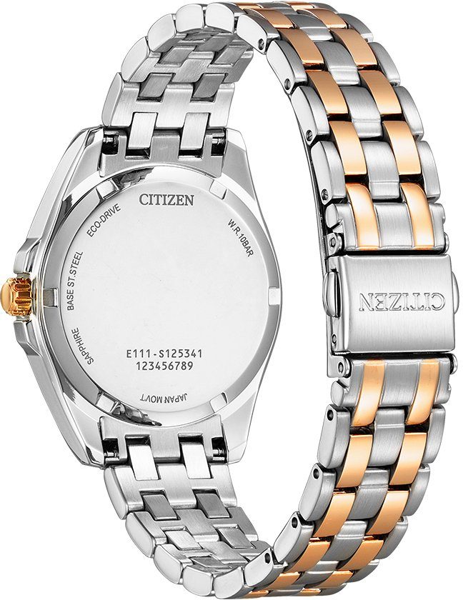 Citizen Solaruhr EO1213-85E, Armbanduhr, Damenuhr, Edelstahlarmband, bis 10 bar wasserdicht, Datum