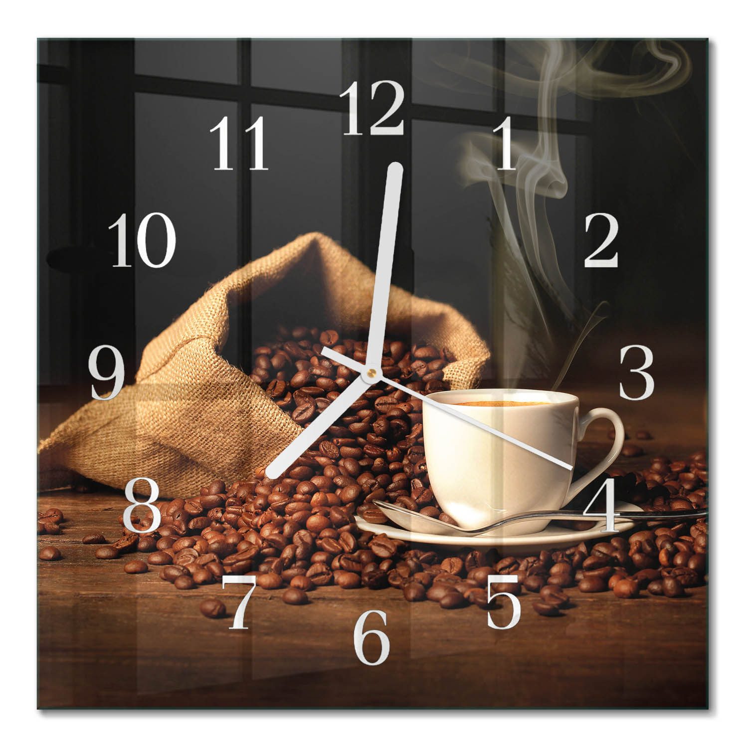Tulup Wanduhr Wanduhr Dekorative Glasuhr für modernes Zuhause aus Hartglas (Kaffeebohnen, Braun)