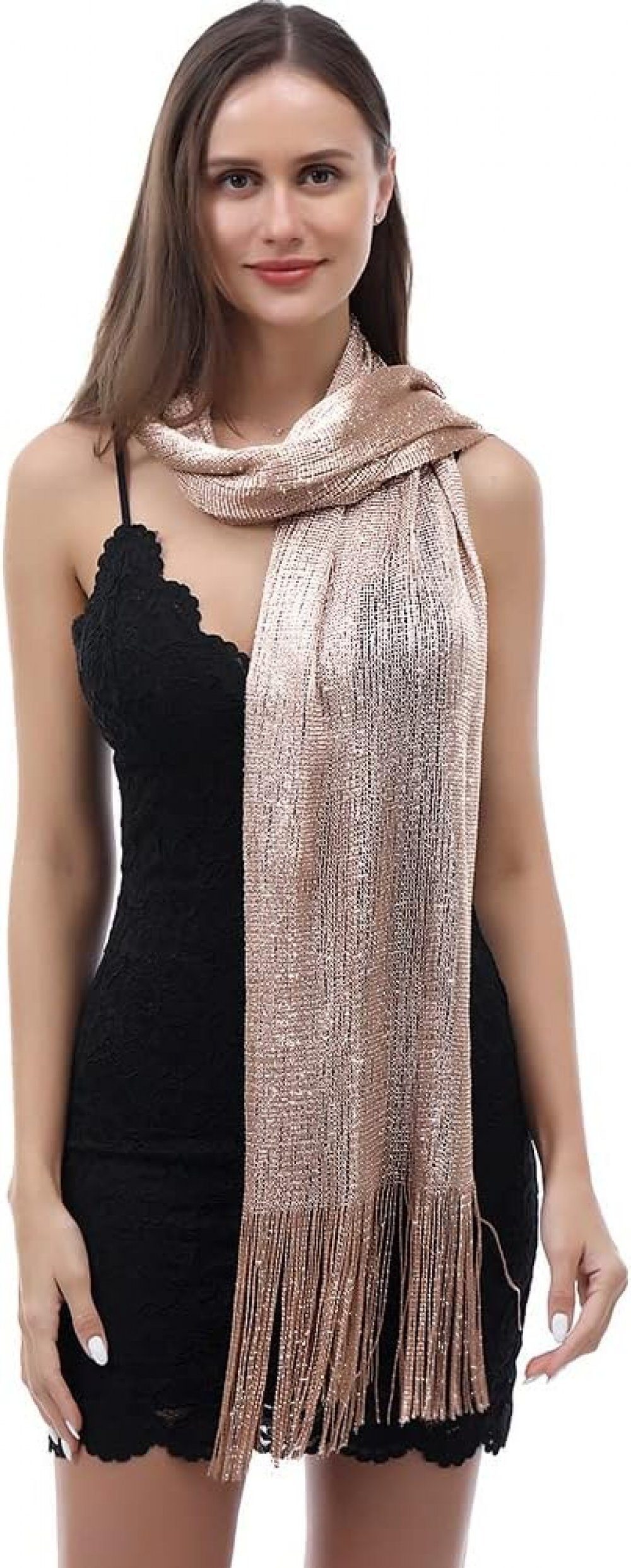 for metal sparkling evening Holiday WaKuKa suitable Schal parties shawl buckle Roségold