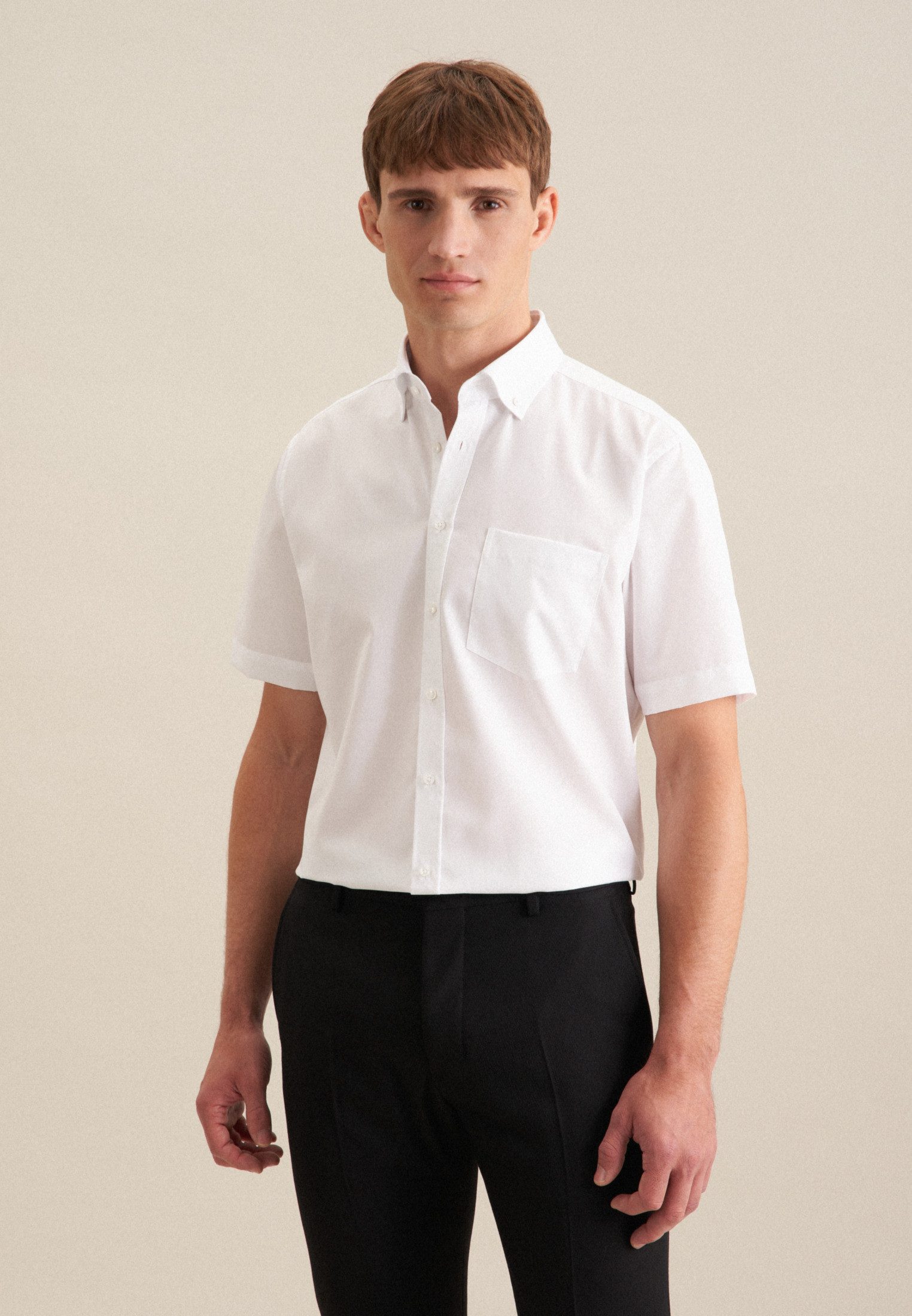 seidensticker Businesshemd Schwarze Rose Regular 1/2 Button-Down-Kragen Uni