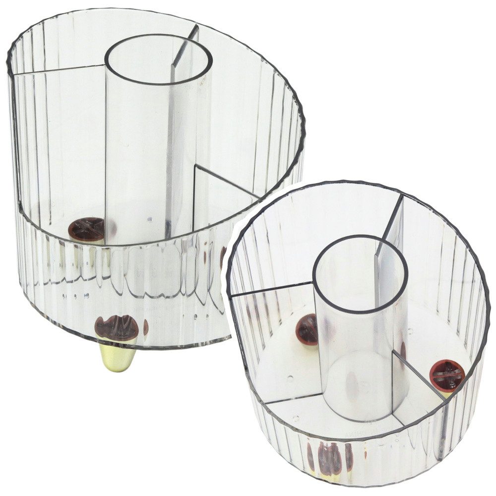 LEAN TOYS Organizer Stiftebecher Schreibtischablage Büroordnung (Spar-Set, 1 St., 12,5 x 12 cm transparent), mehrere Fächer, Stiftehalter, transparent