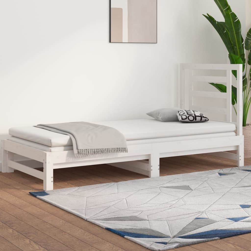 vidaXL Gästebett 90 x 200 cm Gästebett Tagesbett Ausziehbar Weiß 2x90x200 cm Massivholz