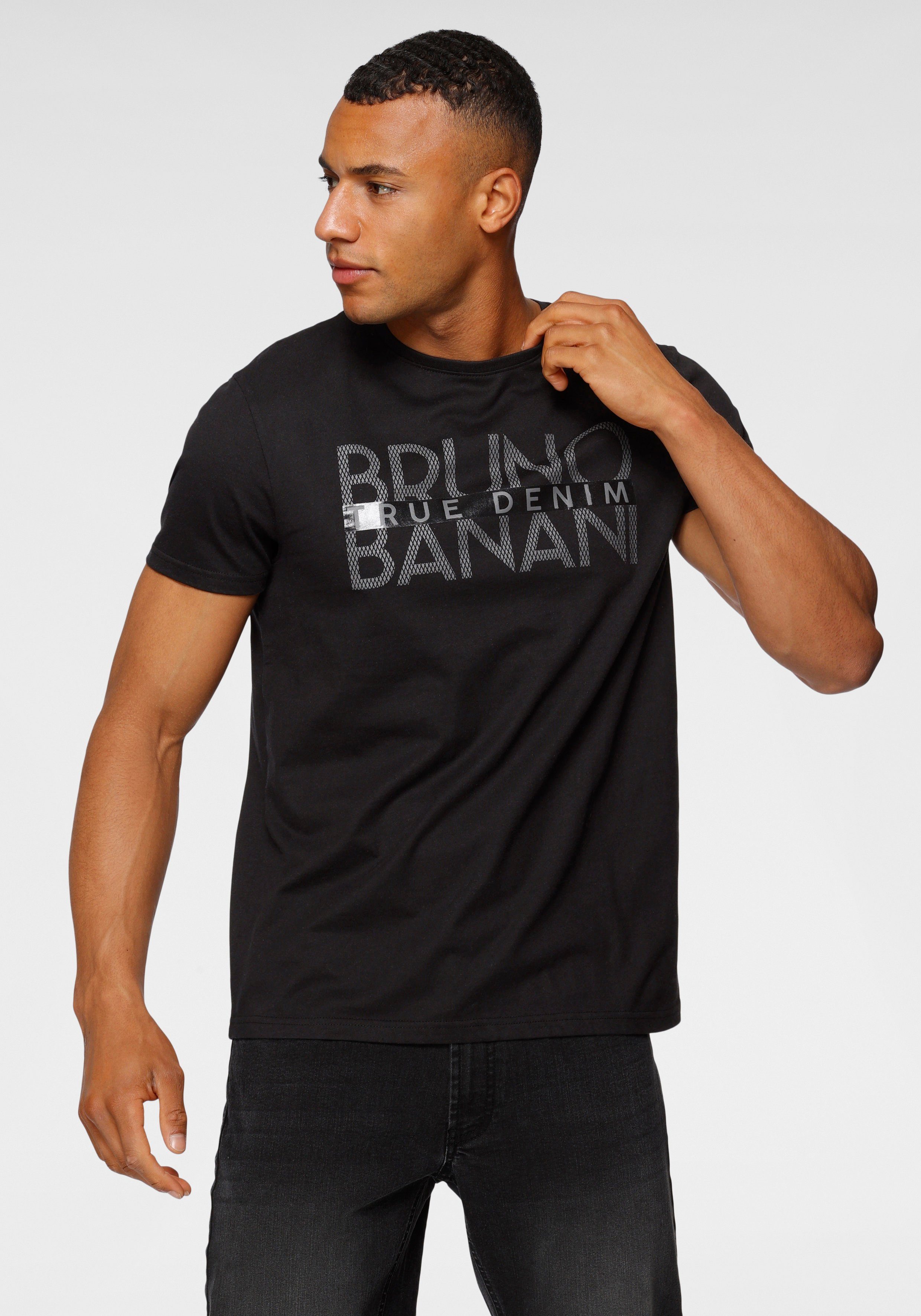 Bruno Banani T-Shirt mit glänzendem schwarz Print