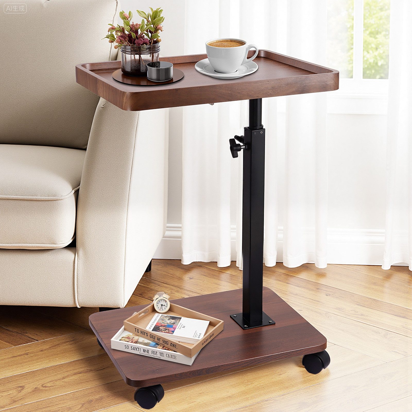 BlingBin Beistelltisch C Form Höhenverstellbar mit Rollen, Tisch Sofatisch günstig online kaufen