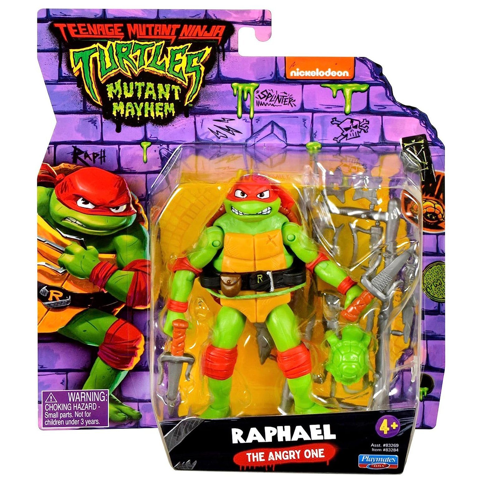 Playmates Toys Actionfigur Mutant Mayhem 10cm Figur, (inkl. Waffe im filmgetreuen Design), TMNT Figur: Raphael