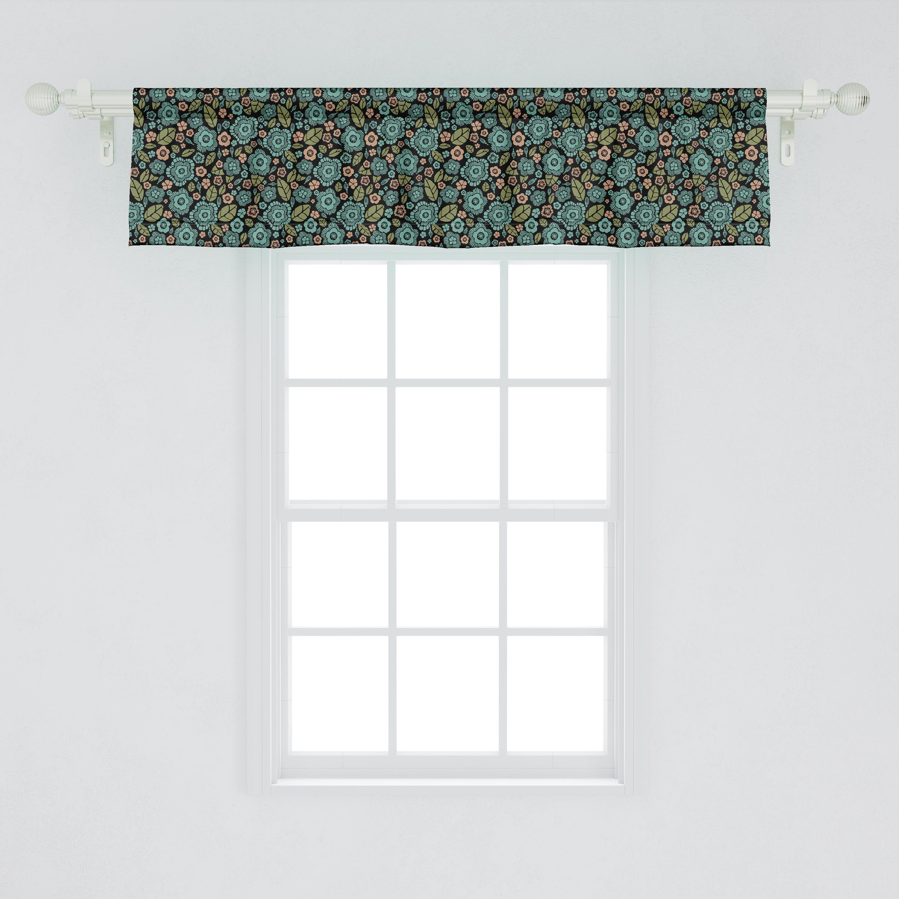 Scheibengardine Vorhang Volant für tonte mit Abakuhaus, Schlafzimmer Erde Blumen Blütenblätter Küche Microfaser, Dekor Stangentasche