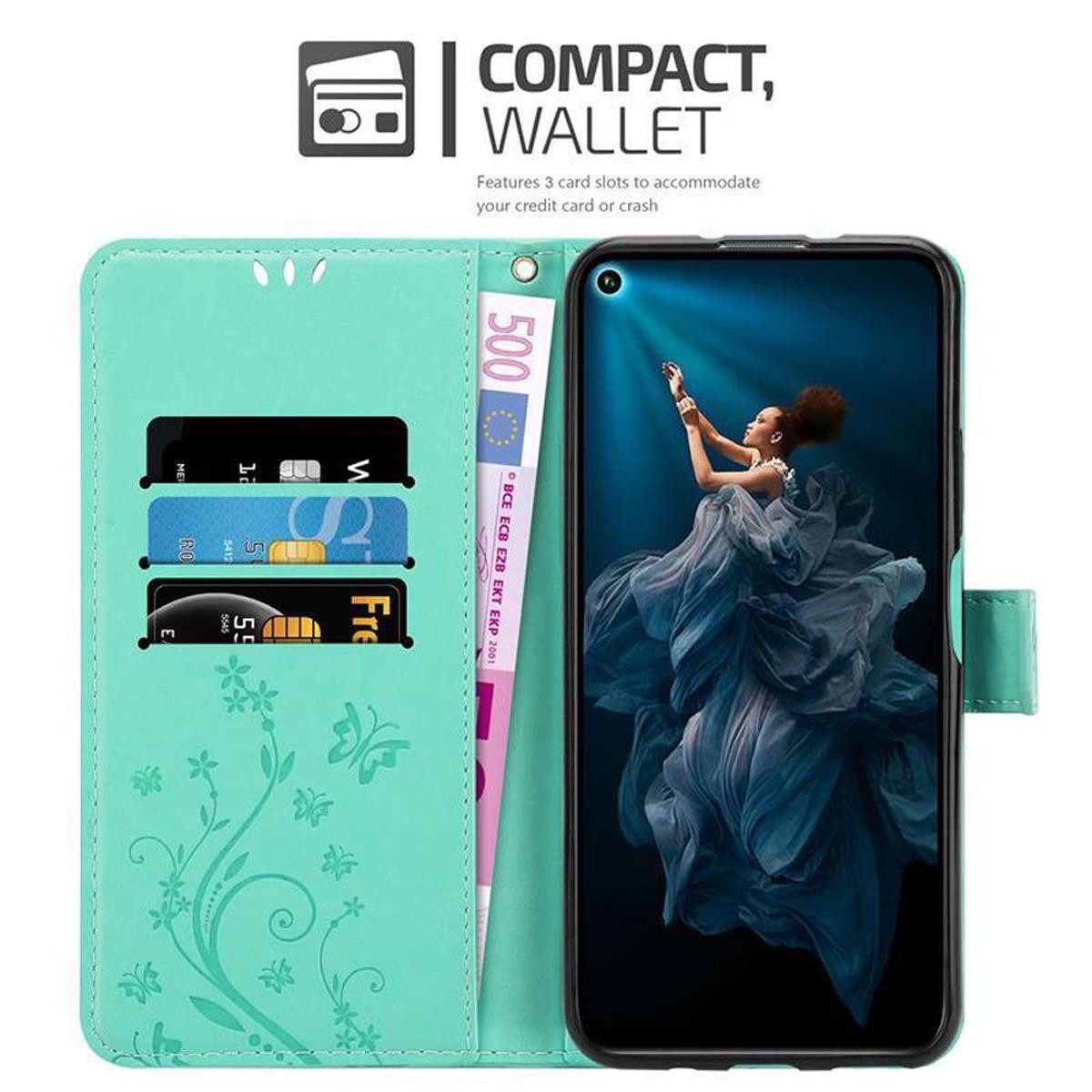 Cadorabo Handyhülle für Honor 20 PRO Hülle Honor 20 PRO, Hülle Schutzhülle Blumen Flower mit Standfunktion Kartenfach Magnet