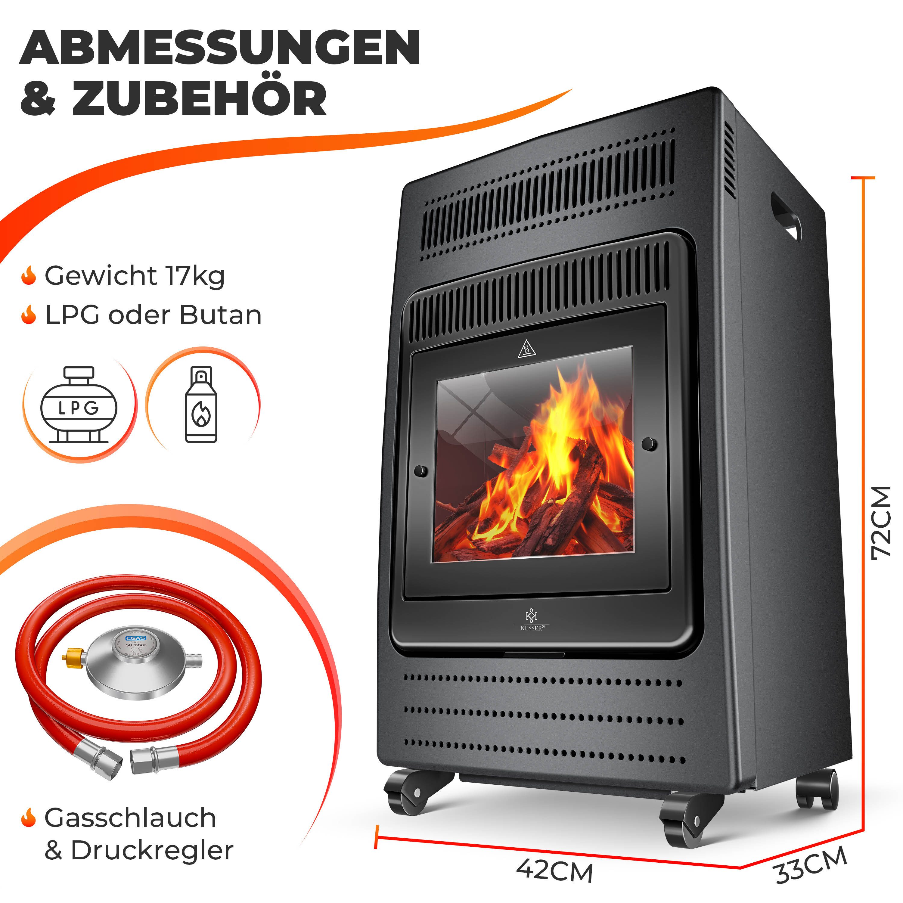 KESSER Terrassenstrahler Gasheizer Gasheizofen Heizstrahler inkl. Gasdruckr günstig online kaufen