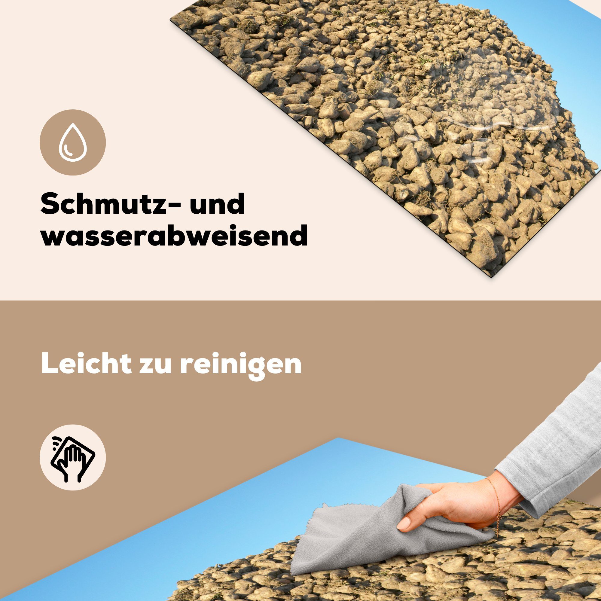 MuchoWow Herdblende-/Abdeckplatte Ein Haufen Zuckerrüben unter Induktionskochfeld Schutz für Ceranfeldabdeckung cm, tlg), blauem Himmel, 81x52 Vinyl, (1 die küche